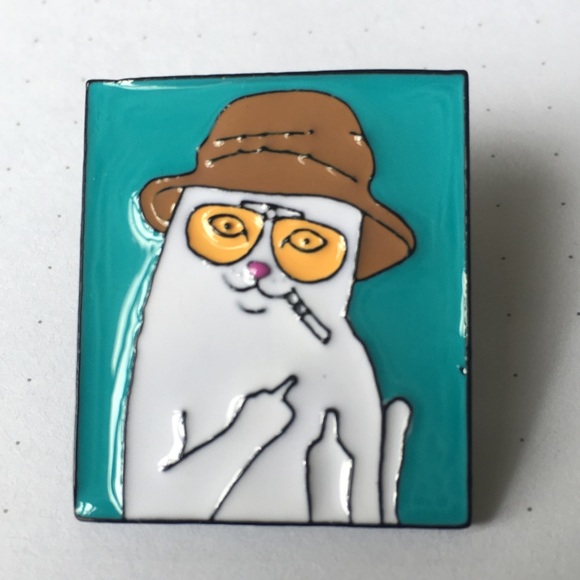 Hot Topic Jewelry - Hunter S. Thompson Cat pin - enamel & metal NIB